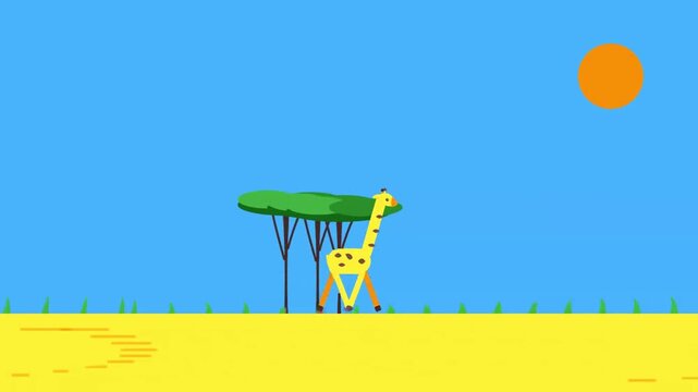 Animated videos of animals, such as giraffes and dogs, walking.