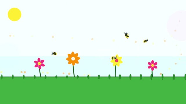 Animated video of a bee and a butterfly flying.
