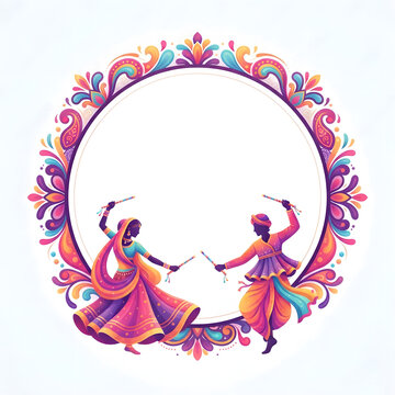 Dandiya india modern festival decorative frame banner poster and celebration background.