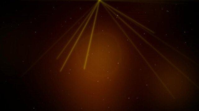 Golden light rays shining down with floating glitter particles on dark background, ideal for event intros, awards shows and stage backdrops