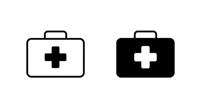 Medical first aid kit icons isolated on transparent background