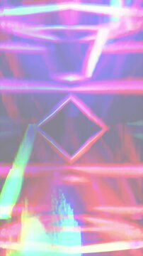 Vertical Neon Glitch Transition with Vibrant Digital Distortion Effects