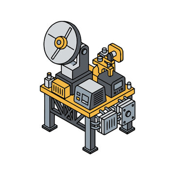 Radar station machine displayed as an isometric technical vector graphic with electronic components.
