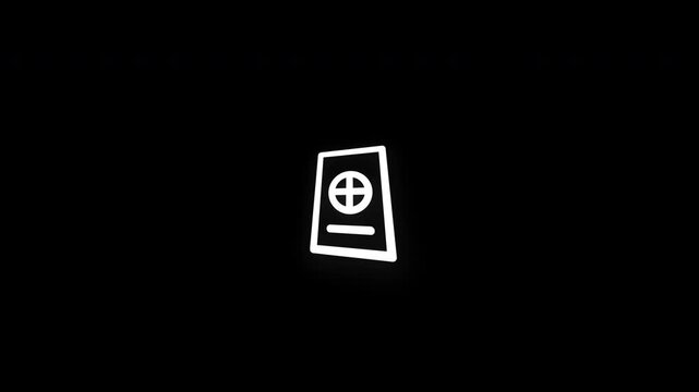 Premium diplomatic passport line icon animation with smooth reveal and seamless loop. Ideal for diplomacy, international travel, governance, and foreign affairs projects.
