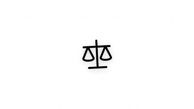 Premium global justice scale line icon animation with smooth reveal and seamless loop. Ideal for law, fairness, governance, and human rights projects.