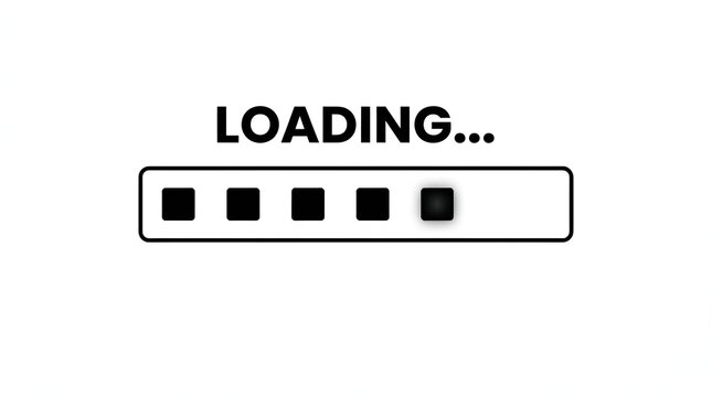 Loading screen with progress bar and dots, digital interface element