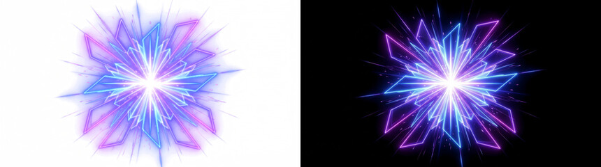 Fototapeta premium Neon Tube Prism Shard Burst Light Effect Overlay Isolated on Transparent Background