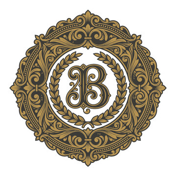 Ornate gold crest with letter B.