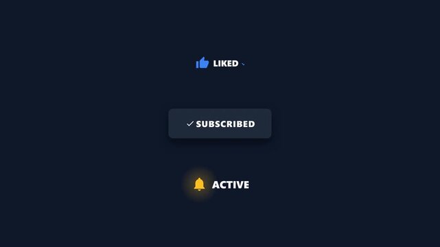 Animated social media outro featuring like, subscribe, notification bell, and thank you for watching text. Modern dark CTA design with smooth motion and seamless loop.