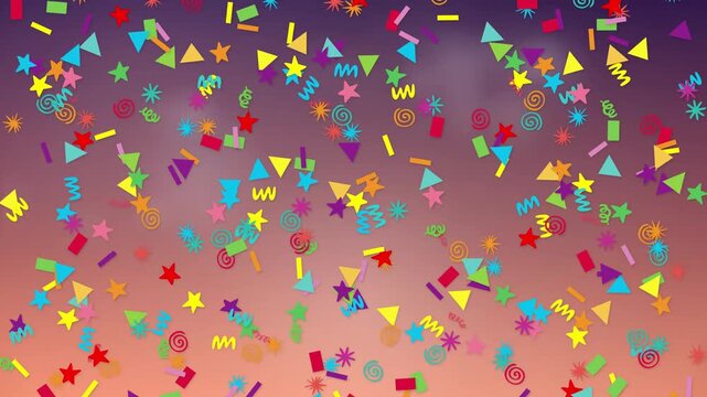 Colorful Mixed Geometric Shapes Falling on Gradient Background Animation