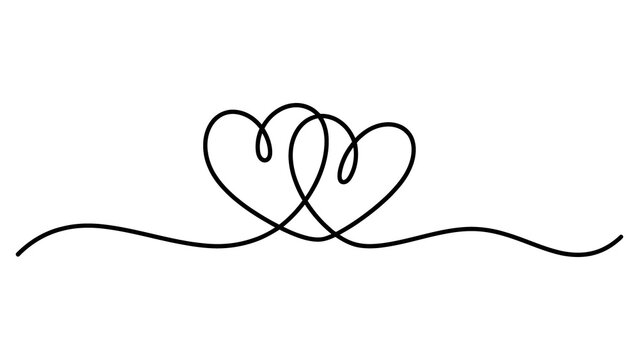 Continuous single line drawing of two connected hearts 