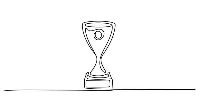 Continuous single line drawing of a trophy cup award 