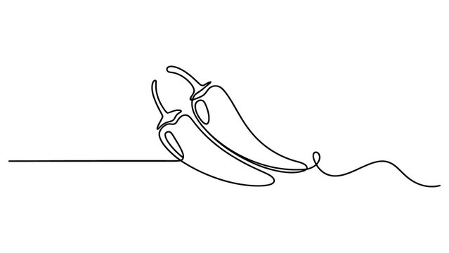 Continuous single line drawing of two hot chili peppers 