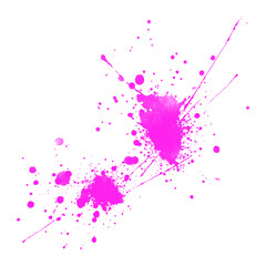 Naklejka premium Bright pink paint splatter isolated on white background for creative graphic design projects.