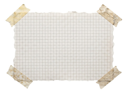 Torn Grid Paper with Tape on Four Corners