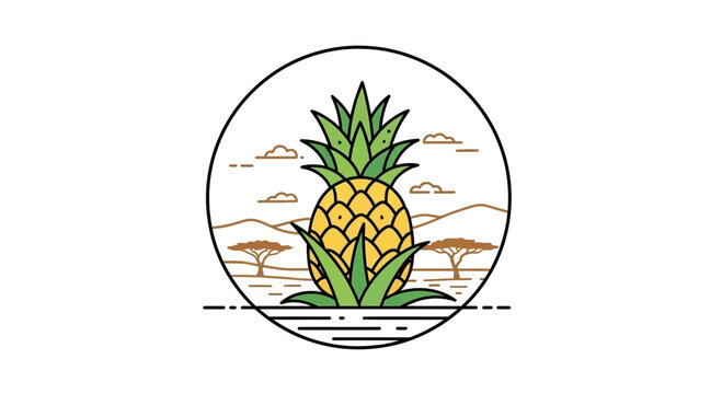 Pineapple in a savannah landscape