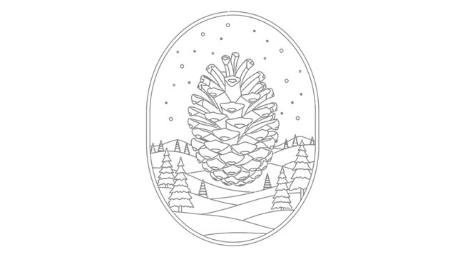 pinecone winter landscape illustration