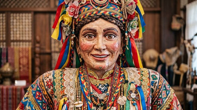 Higantes Festival Handcrafted Papier Mache Giant Figure Showing Filipino Folk Art and Craftsmanship