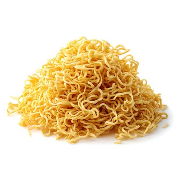 ramen noodle pile . on a white background