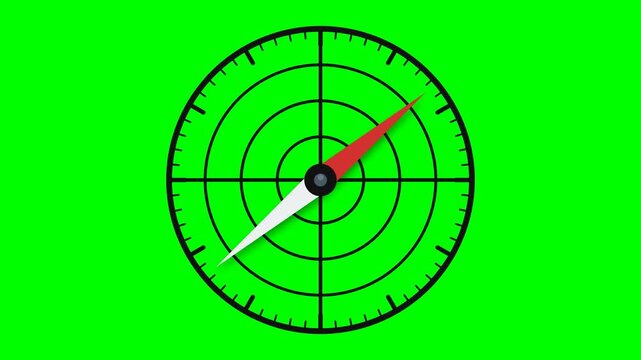 Digital Compass Navigation Interface Graphic with Rotating Directional Needle on Green Screen Background