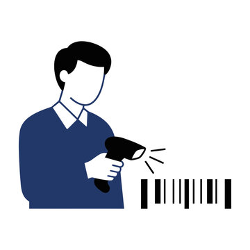 Businessman Scanning Barcode With Handheld Reader