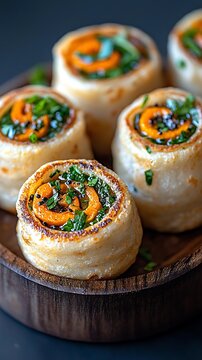 Puff pastry rolls with savory filling