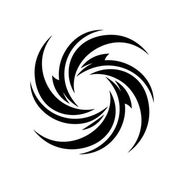 Spiral vortex symbol creates a dynamic motion effect isolated on a plain background.