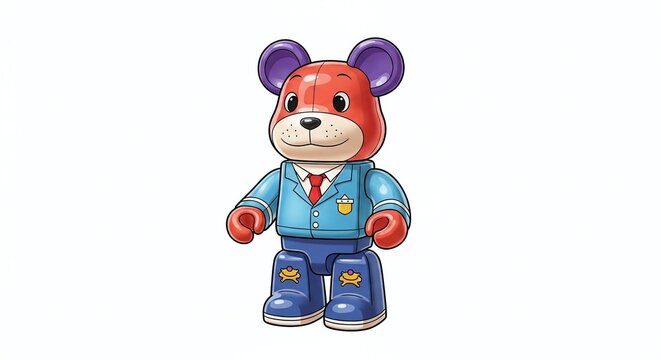 Cartoon robot child character standing isolated.