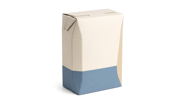 Minimalist blank cardboard liquid packaging carton with blue bottom isolated on white background for product branding, packaging design, and marketing presentations.
