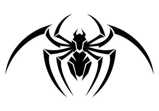 Tribal Spider Silhouette Tattoo Design Vector