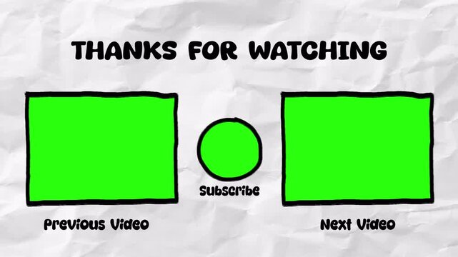 YouTube End Screen Doodle, Hand Drawn Subscribe Layout