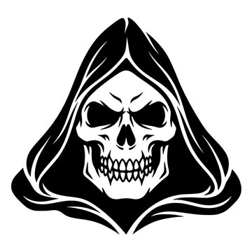 Hooded Grim Reaper Skull with Pointed Hood