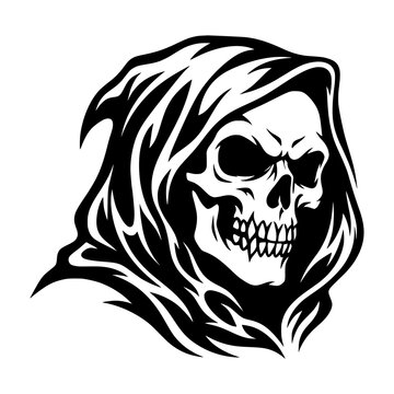 Hooded Skull Reaper Side Profile Design