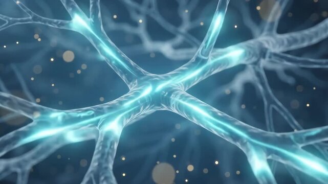Neural Network Animation with Glowing Nerve Fiber Impulses