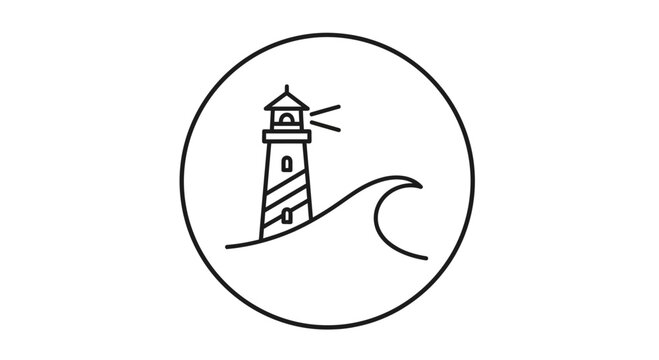 lighthouse icon, wave logo