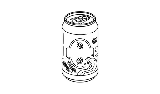Beer can vector illustration with beverage container for restaurant and drink menu design