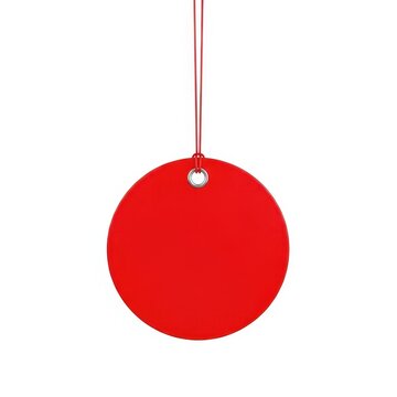Red circle with string isolated on white background