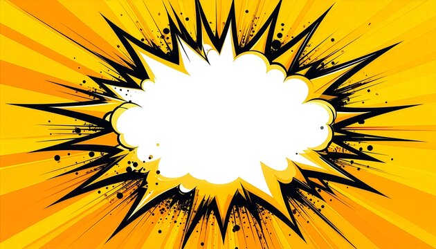 Comic style explosion speech bubble on a bright yellow background