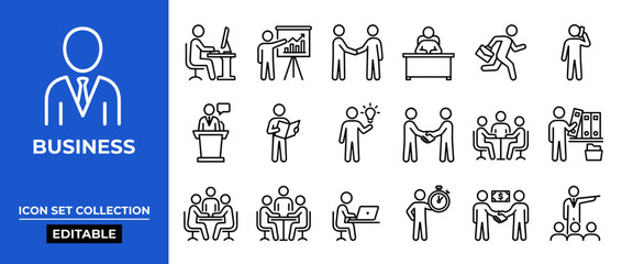 Fototapeta premium Business line icon set collection, simple vector illustration with editable outline stroke