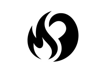 Obraz premium Fire Water Balance Abstract Logo Mark Vector Illustration, Black Minimalist Icon for Duality Brand Design
