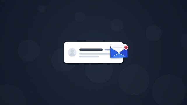 Animated Email Notification Icon with Unread Message Alert on Dark Background