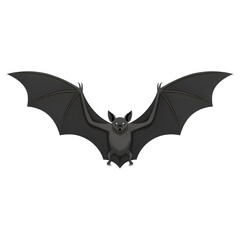 Fototapeta premium A black bat with wings spread wide in flight during twilight against a subtle sky concept isolated on transparent background