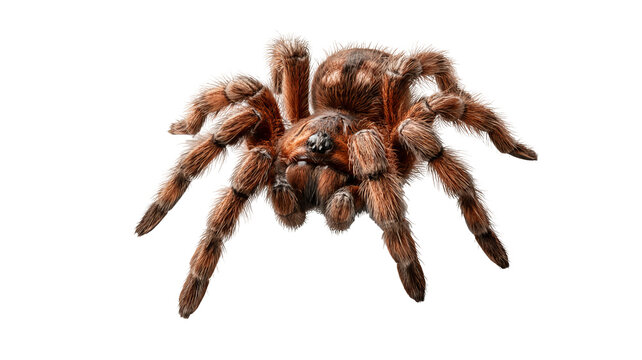 Highly realistic hairy spider with intricate leg and body details, spooky Halloween style, isolated PNG on transparent background