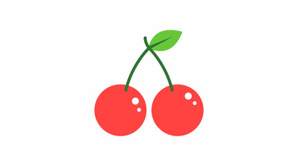 Obraz premium Three red cherry vector icons, sweet berry flat illustration, fruit symbol iconography, delicious sweet food graphic
