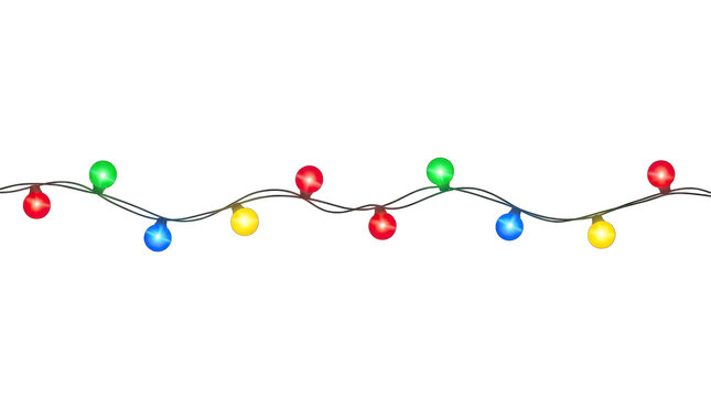 Bright colorful string lights garland isolated on a transparent background perfect for festive holiday decorations and cheerful celebrations