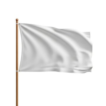 White flag on a pole, isolated on white background