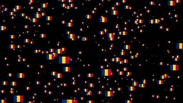 A shower of Chad national flags, Alpha Channel