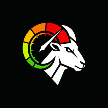 Ram head logo with speedometer horn design.