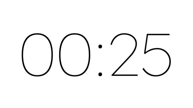 30 second digital countdown timer animation. Digital countdown clock timer in 30 second on white background ideal for presentations, webinars, study sessions, and visual time tracking