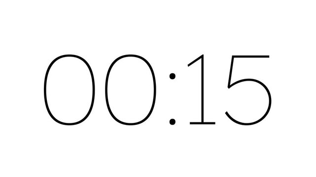 20 second digital countdown timer animation. Digital countdown clock timer in 20 second on white background ideal for presentations, webinars, study sessions, and visual time tracking 